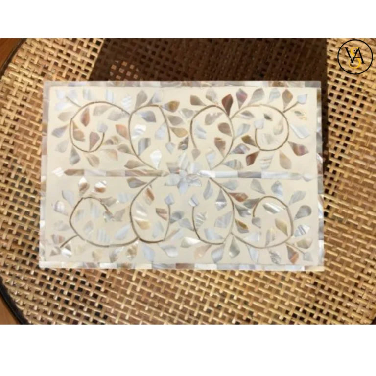 Mother Of Pearl Inlay Box White Floral Pattern | Storage Box