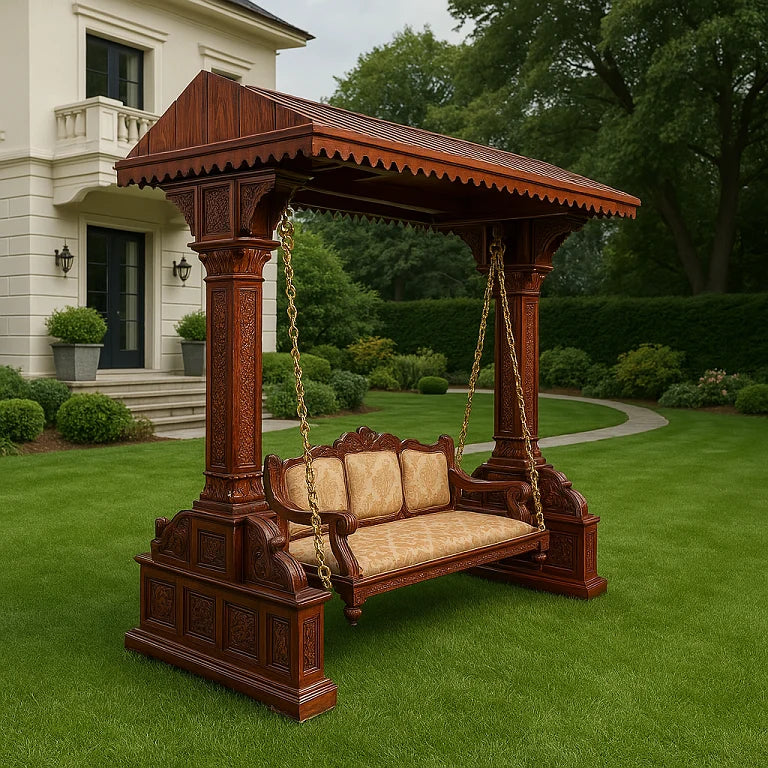 wooden swing for home outdoor | teak wood jhula