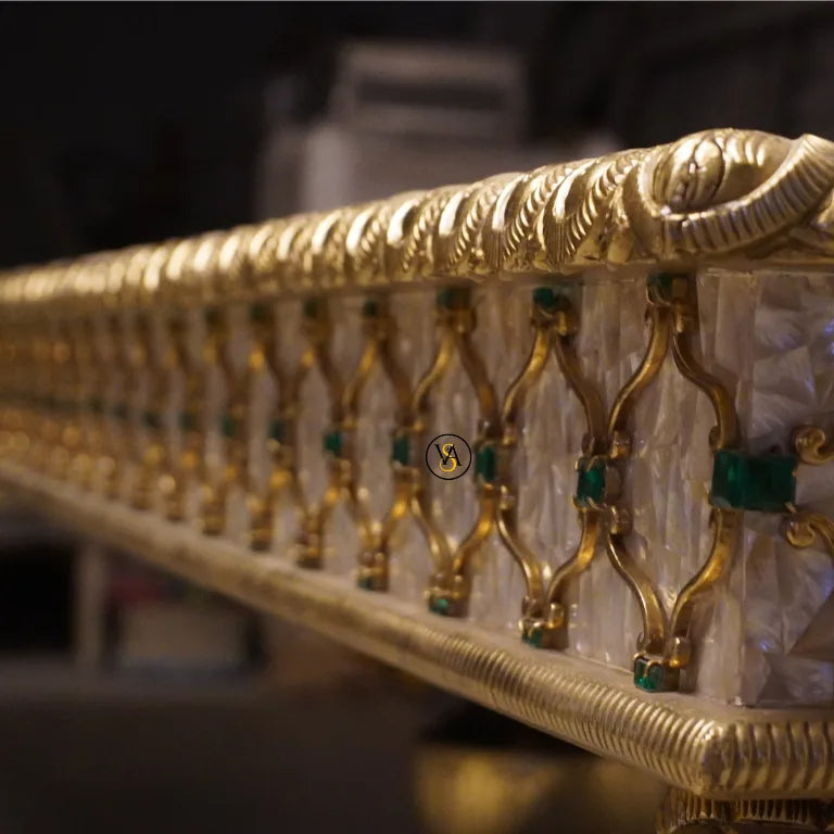 Handcrafted Maharaja’s Mother of Pearl Dining Set | Luxury Dining Table with Chairs