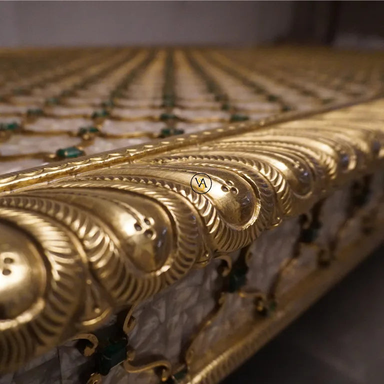 Handcrafted Maharaja’s Mother of Pearl Dining Set | Luxury Dining Table with Chairs