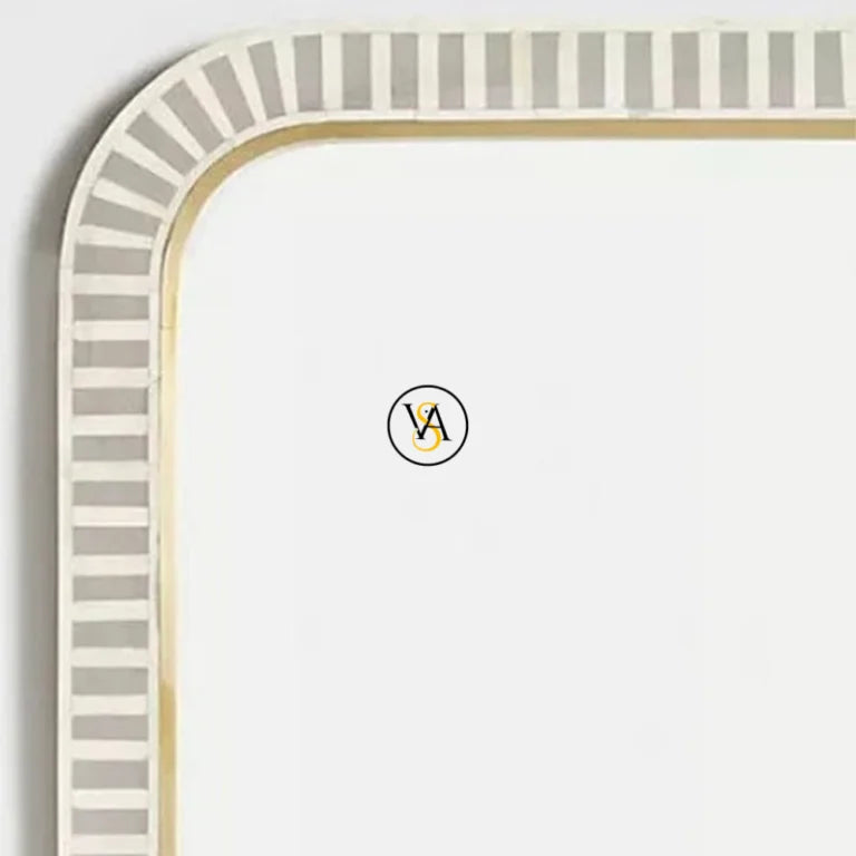 Close-up of Luxury Bone Inlay Mirror Waterfall Design – Handmade Bone Inlay Frame Detailing