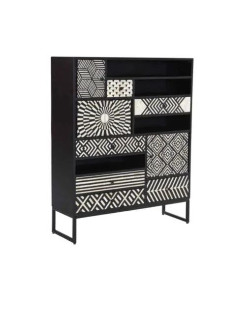 Luxury handcrafted solid wood bone inlay cabinet