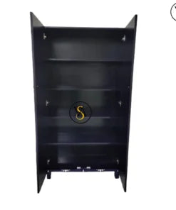 Spacious two-door wardrobe with bone inlay bird design - inside shelves view