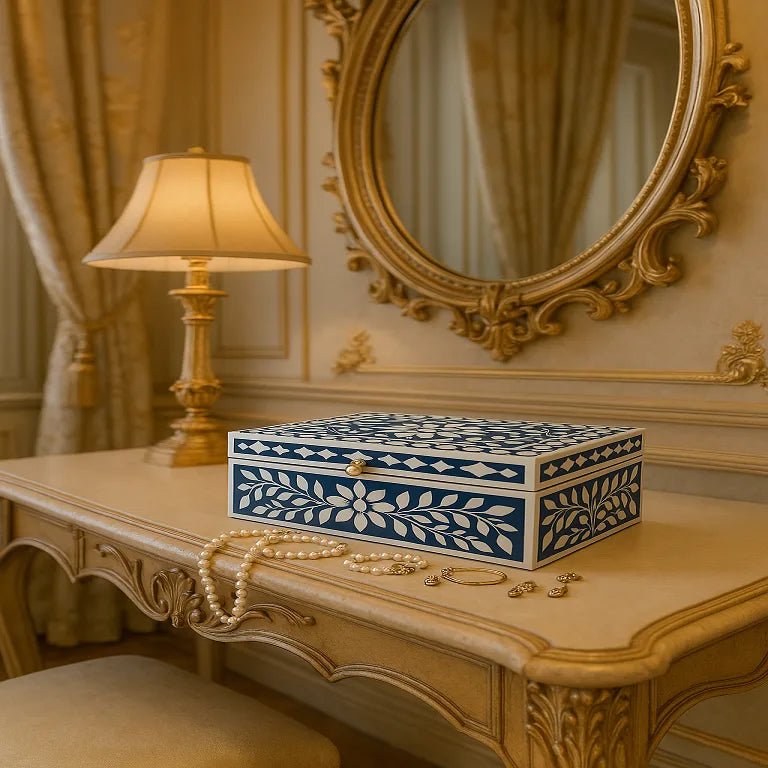 Handmade Bone Inlay Jewellery Storage Box | Decorative Box