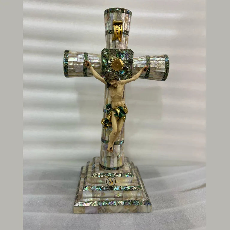 Mother-of-Pearl Cross with Jesus – Front View