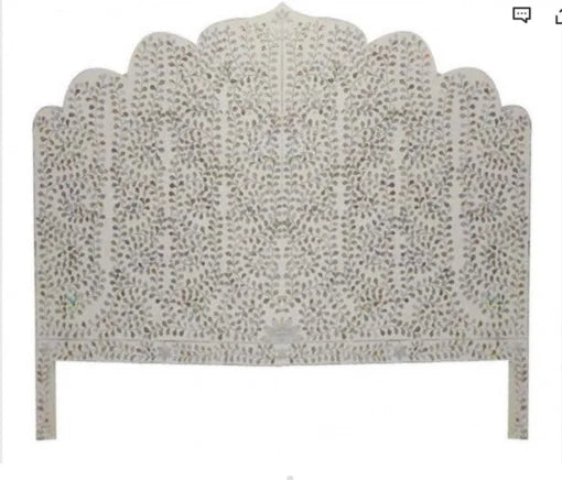 White Floral Mother of Pearl Inlay Headboard - Queen & King Size