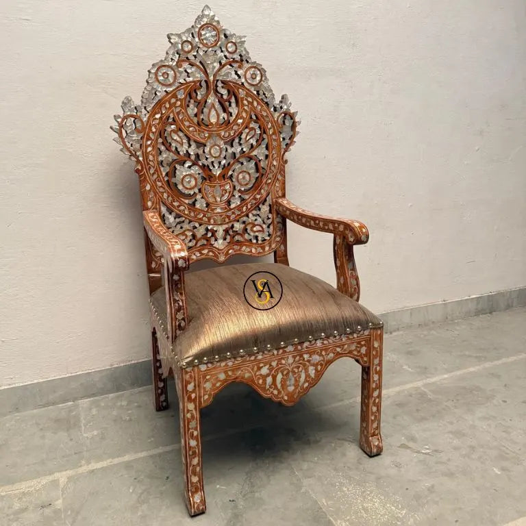 Amazing walnut brown throne chair – angled perspective