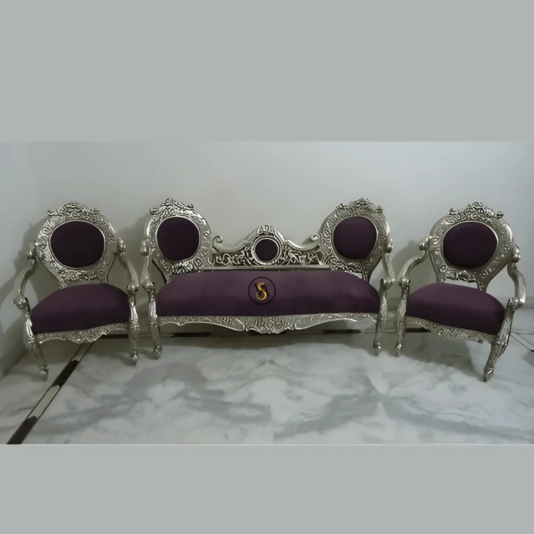 White Metal / Silver Victoria Sofa Set