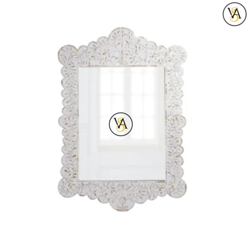 Decorative white frame with scalloped edge on a white background