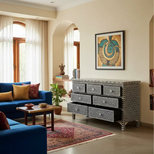 Bone inlay chest of drawers made by Vinayak handicraft