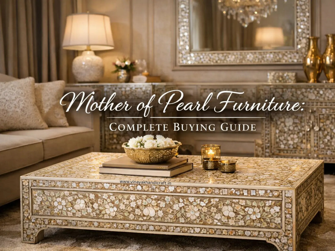 Luxury Mother of Pearl furniture in luxury living room interior