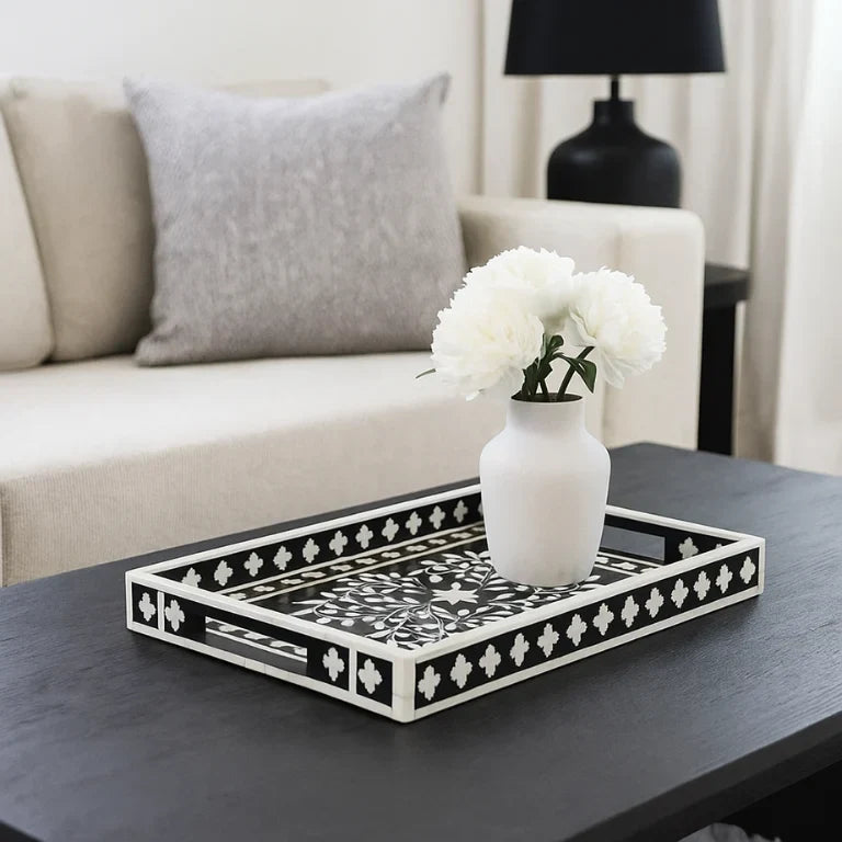Bone Inlay & Mother of Pearl Decorative Serving Trays - Vinayak Handicraft