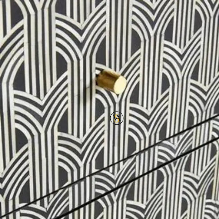 Buffet table with geometric pattern on a dark background closeup view
