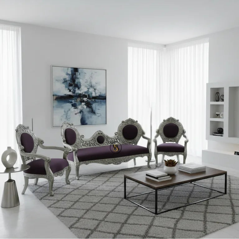 White Metal / Silver Victoria Sofa Set