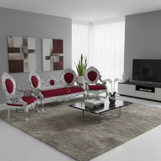 White Metal / Silver Victoria Sofa Set