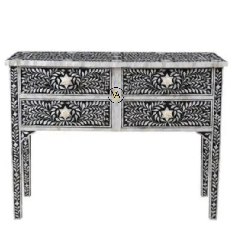 Black Mother of Pearl Inlay Console Table | Pearl Inlay Desk