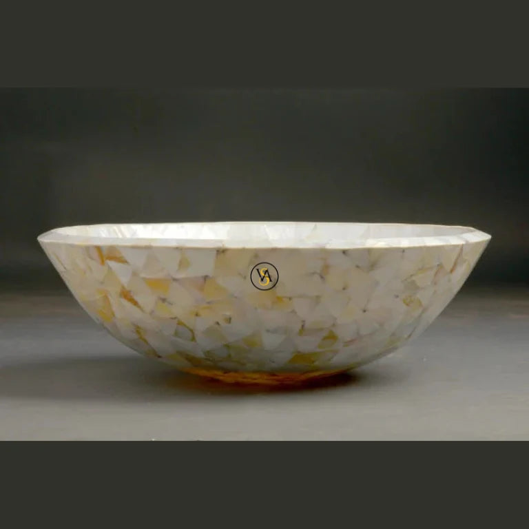 Mother of Pearl Inlay Wash Basin | Black & White Ring Design