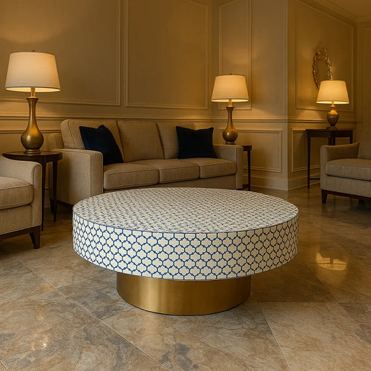 Blue Targua Bone Inlay Coffee Table