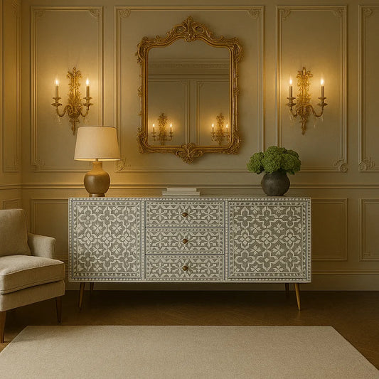 Bone Inlay 3 Drawer 2 Door Sideboard Moroccan Design | Buffet