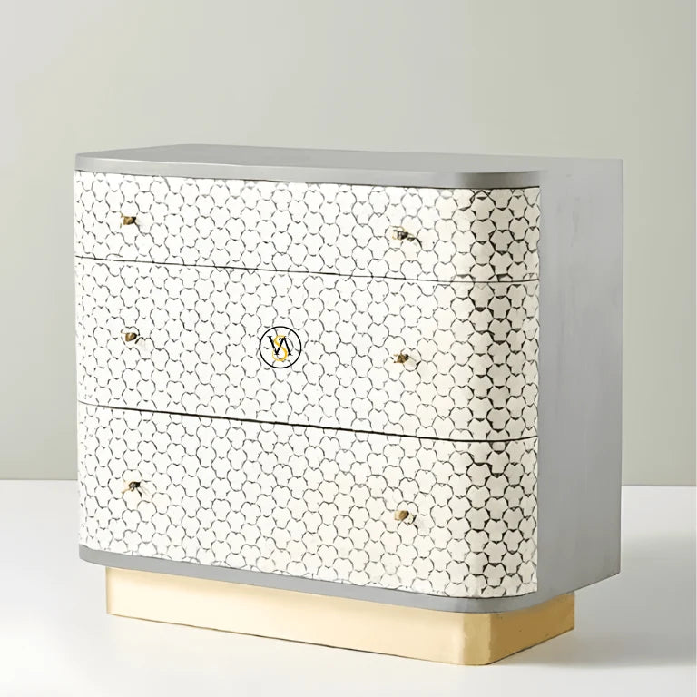 Bone Inlay 3 Drawers Dresser | Bone Inlay Dresser | Bone Inlay Cupboard