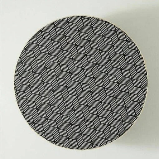 Top view of Handmade Bone Inlay Coffee Table – Geometric Cube Design in Black