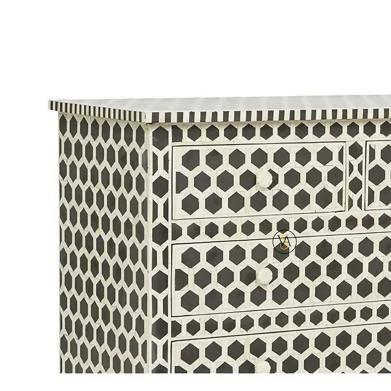 Side Angle of Honeycomb Bone Inlay Dresser

