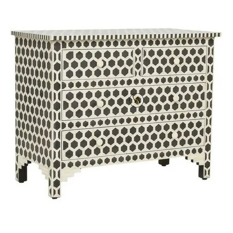 Close-up of Honeycomb Pattern on Bone Inlay Chest