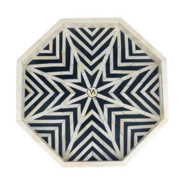 Handmade Bone Inlay Decorative Tray top view