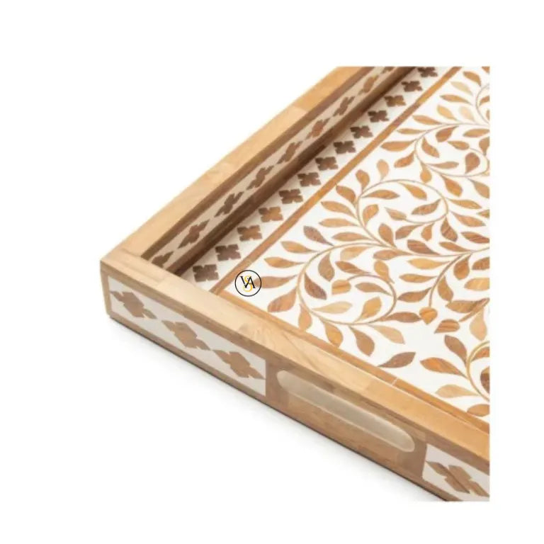 Close-up of floral pattern – Handmade Wooden Decorative Tray