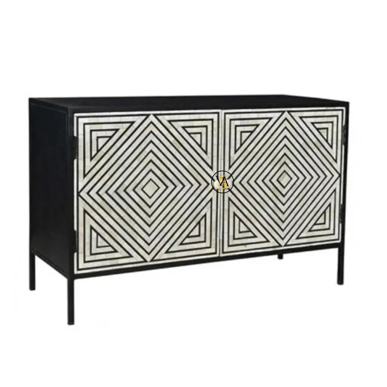 Handcrafted Black Bone Inlay Cabinet 