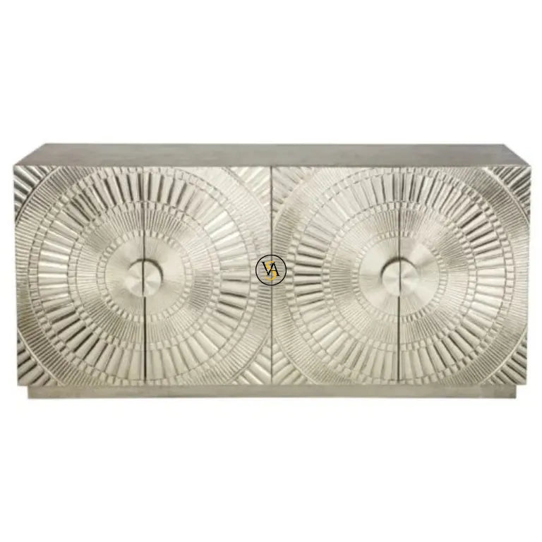 German Silver Buffet Table front view in white background 