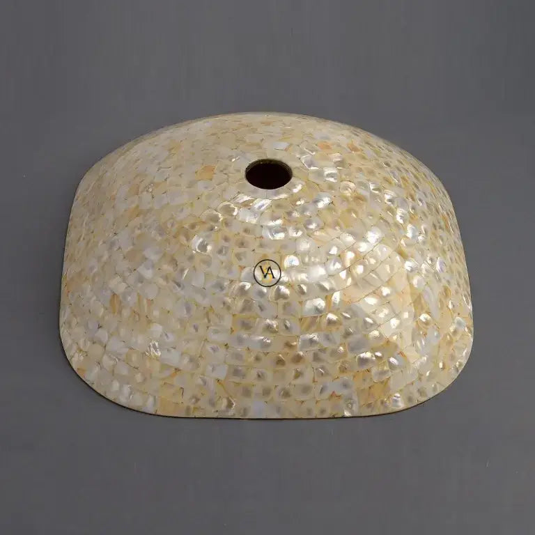 White Mother of Pearl Square Wash Basin – Handmade Sink