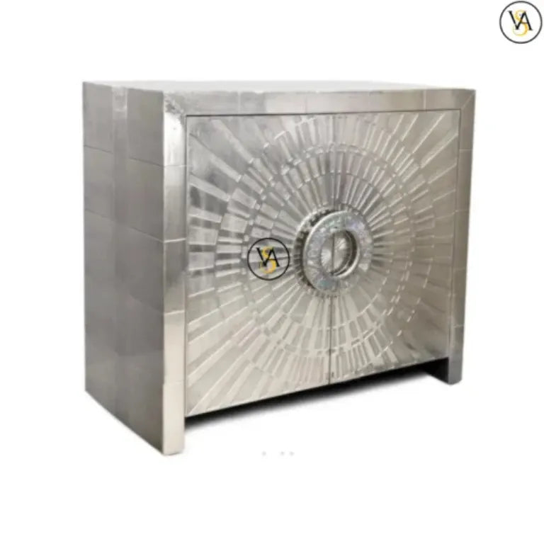 German Silver Carved Sideboard with starburst pattern design