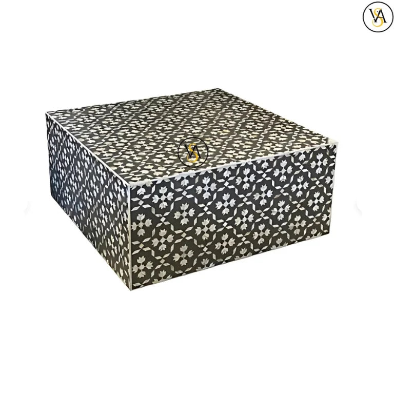 Handmade Black Coffee Table with Mother of Pearl Inlay – Lily Design