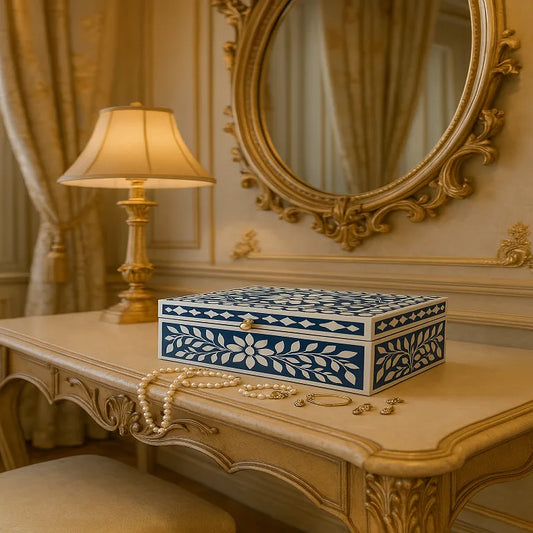 Handmade Bone Inlay Jewellery Storage Box | Decorative Box