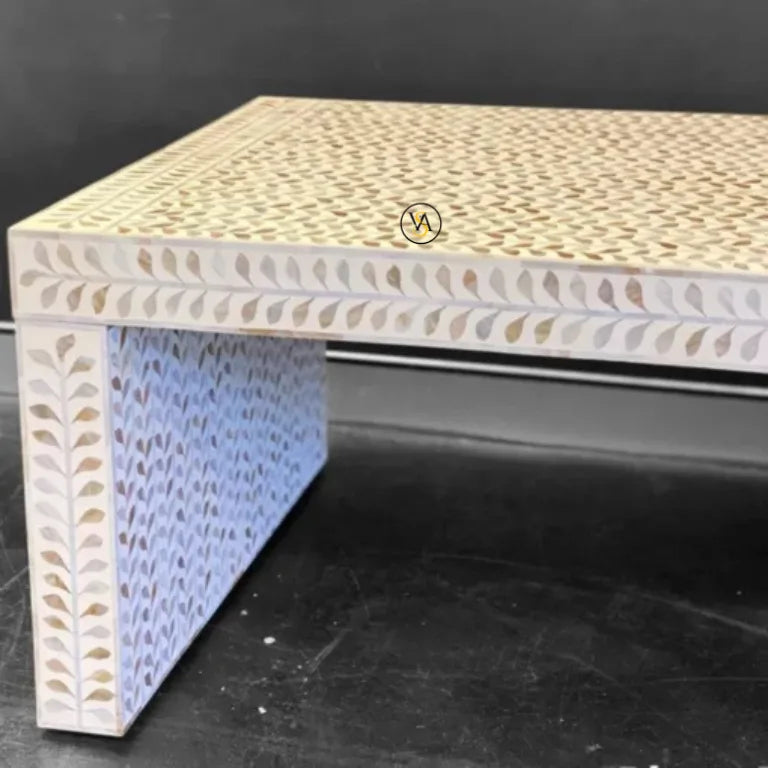 Mother of Pearl Inlay white Coffee Table