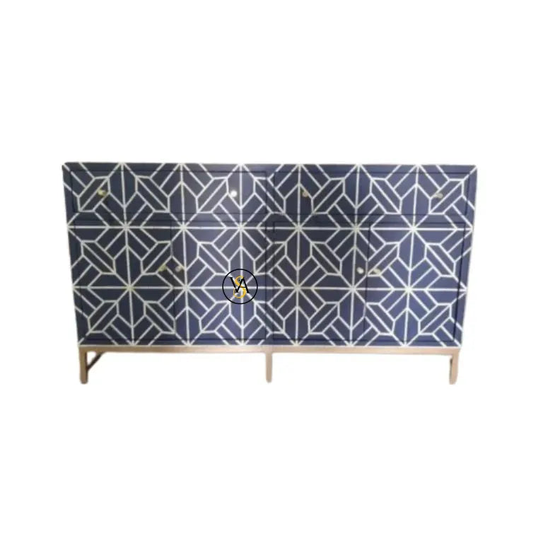 Navy Blue 2 Drawer & 4 Doors Dining Sideboard Front View