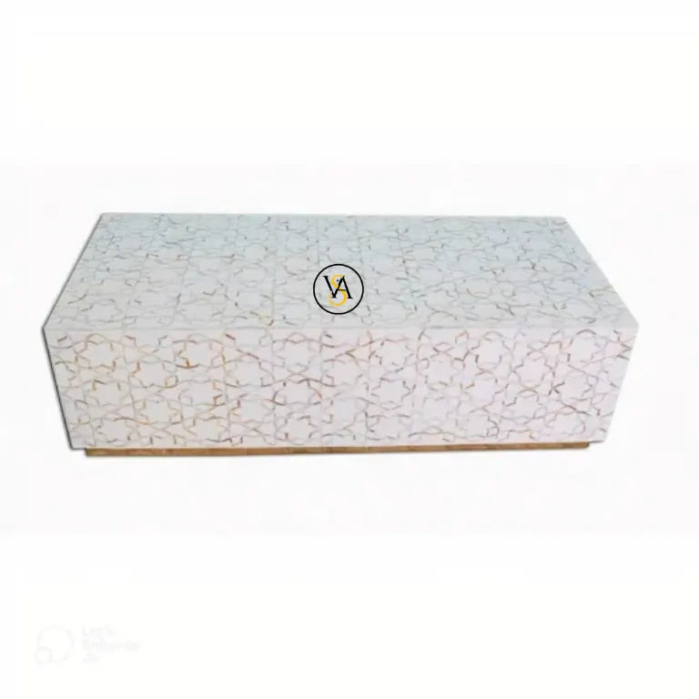 Handmade White Coffee Table with Brass Base and Star Design – Buy Online from Vinayak Handicraft
