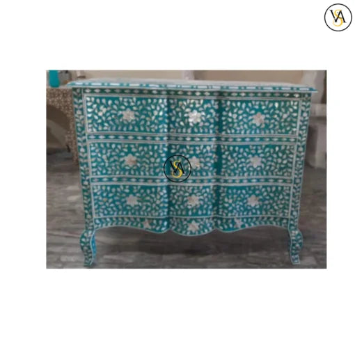 Sky Blue 3 Drawer Chest with Wave Design