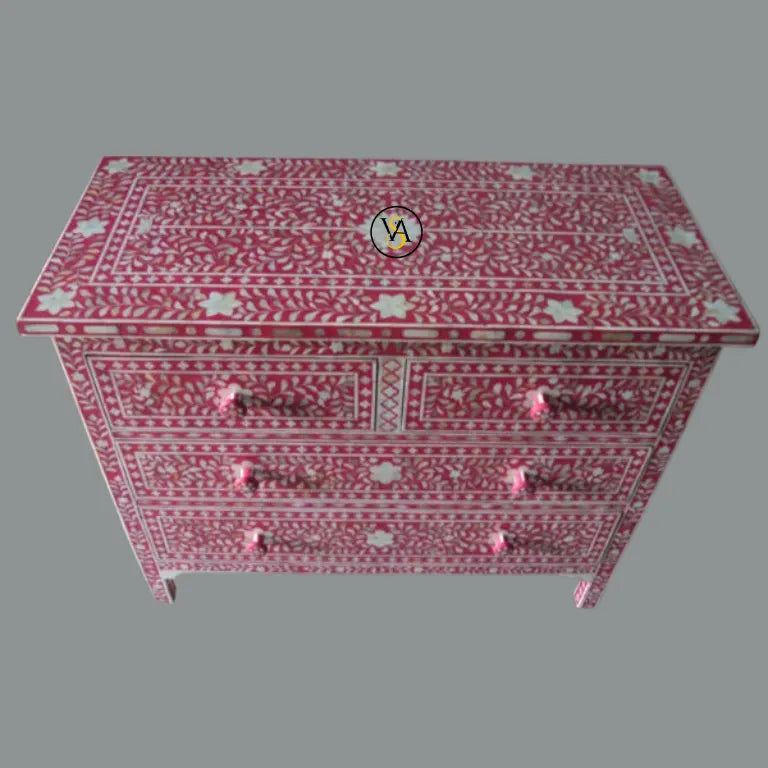 Top view of Beautiful Mother of Pearl Pink Chest of Drawers