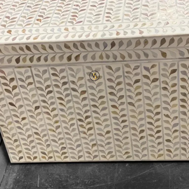 Mother of Pearl Inlay Coffee Table - Close-up View