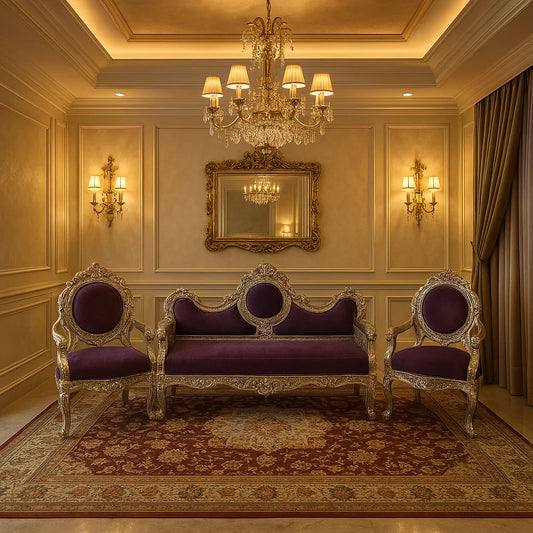White Metal / Silver Victoria Sofa Set